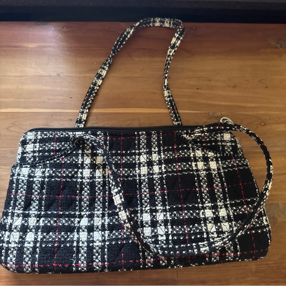 Vera Bradley Limited Edition Canteen Tweed Satchel 13x7x4 Black Plaid